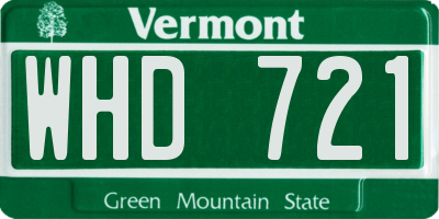 VT license plate WHD721