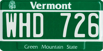 VT license plate WHD726