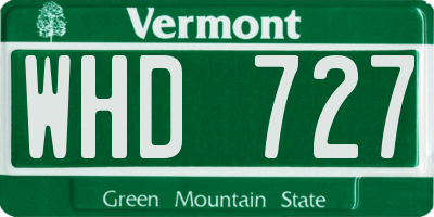VT license plate WHD727