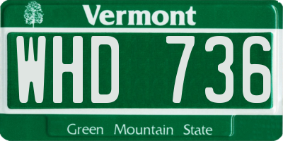 VT license plate WHD736