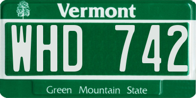 VT license plate WHD742