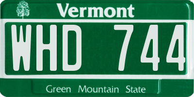 VT license plate WHD744
