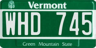 VT license plate WHD745