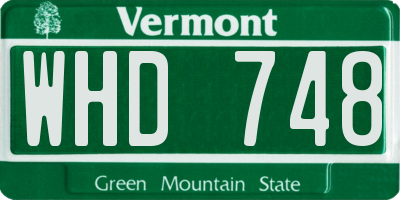 VT license plate WHD748