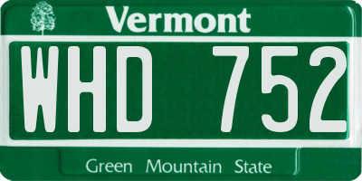 VT license plate WHD752