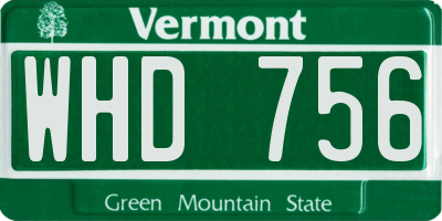 VT license plate WHD756
