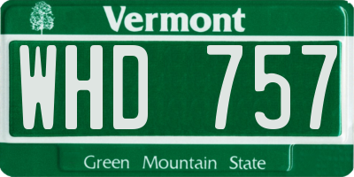 VT license plate WHD757