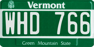 VT license plate WHD766