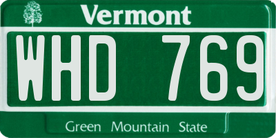 VT license plate WHD769