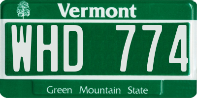 VT license plate WHD774