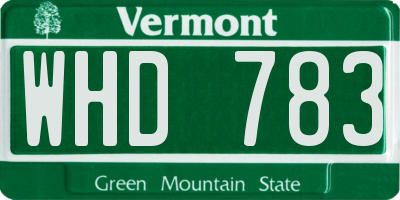 VT license plate WHD783