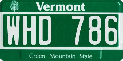VT license plate WHD786