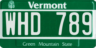 VT license plate WHD789
