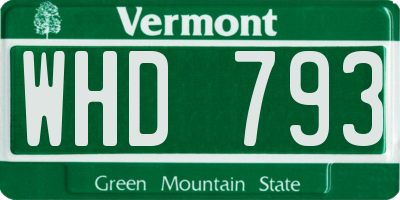 VT license plate WHD793