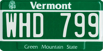 VT license plate WHD799