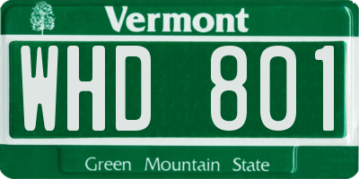 VT license plate WHD801
