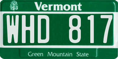 VT license plate WHD817