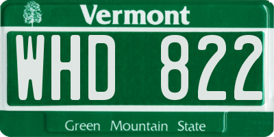 VT license plate WHD822