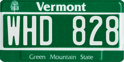 VT license plate WHD828