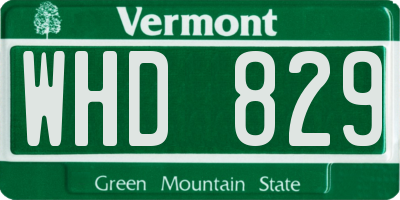 VT license plate WHD829