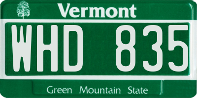 VT license plate WHD835