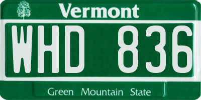 VT license plate WHD836