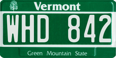 VT license plate WHD842