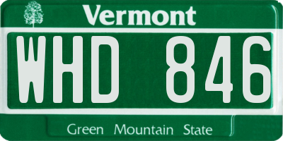 VT license plate WHD846