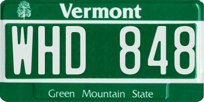 VT license plate WHD848