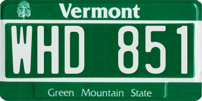 VT license plate WHD851