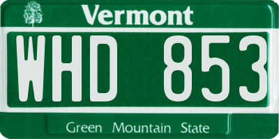 VT license plate WHD853
