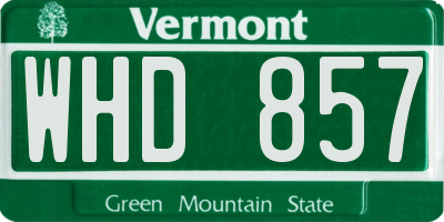 VT license plate WHD857