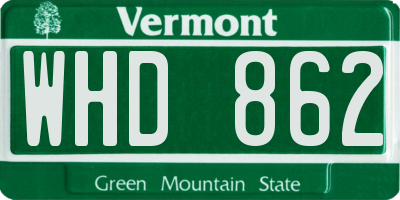 VT license plate WHD862
