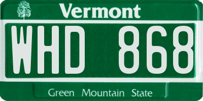 VT license plate WHD868