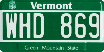 VT license plate WHD869