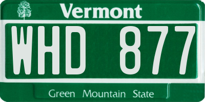 VT license plate WHD877