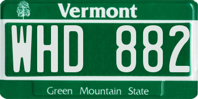 VT license plate WHD882