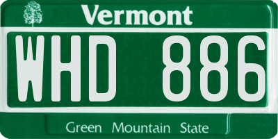 VT license plate WHD886