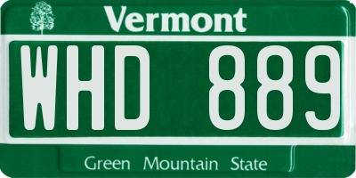 VT license plate WHD889
