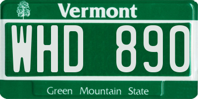VT license plate WHD890