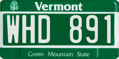 VT license plate WHD891