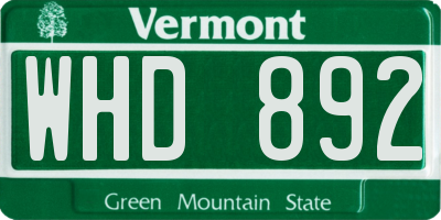 VT license plate WHD892