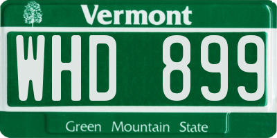 VT license plate WHD899