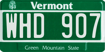 VT license plate WHD907