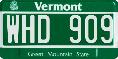VT license plate WHD909