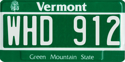 VT license plate WHD912