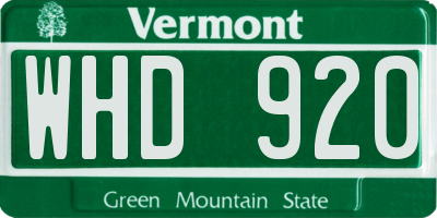 VT license plate WHD920