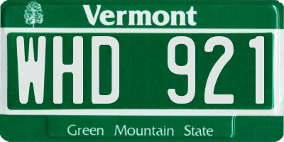 VT license plate WHD921