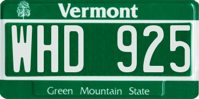 VT license plate WHD925