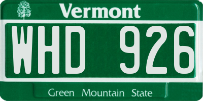 VT license plate WHD926